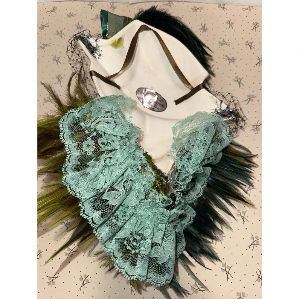 Unique Creations Art Deco Roaring 20s Lady Face Mask Wall Hanging Feather Hat